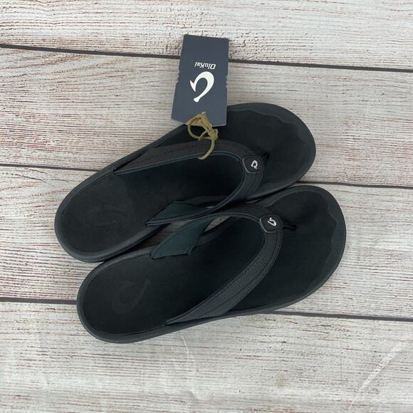 Olukai Ohana Womens Size 7 Flip Flop Sandals Black - Picture 8 of 11